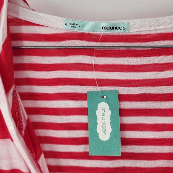 MAURICES Pink White Striped Button Down Cardigan Womens Size XL Extra Large Hood - Picture 3 of 7